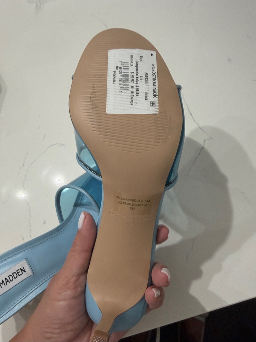Steve Madden Light Blue Slide Mules with Transparent Blue Strap - Picture 5 of 6